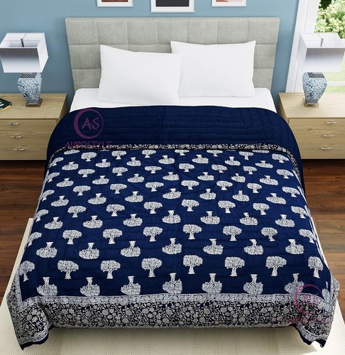 Handmade Cotton Jaipuri Razai for Double Bed Winter Quilt kantha King Size - Picture 4 of 6