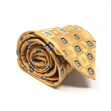 Ermenegildo Zegna Classic Tie Yellow Blue Geometric 100 Silk Made Italy Luxury