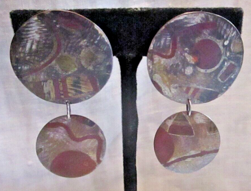 925 Silver (Sterling) Earrings Handmade Abstract Design Vintage Clip On