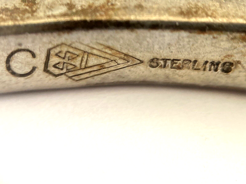 Signed By Designer Native American Sterling Silver Opal Inlay Bracelet Cuff - Picture 16 of 21