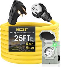 50 Amp Generator Cord and Power Inlet Box, Heavy Duty 25FT Generator Extension C