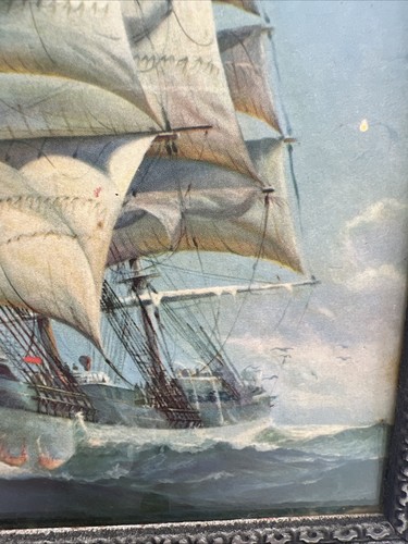 Vintage Nautical Clipper Ship Picture Print Framed 10”x12” - Picture 4 of 6