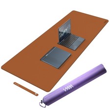 Desk Mat Top Of Desks 55 x 23.6 PU Leather Pad Large Blotter Gaming Light Brown