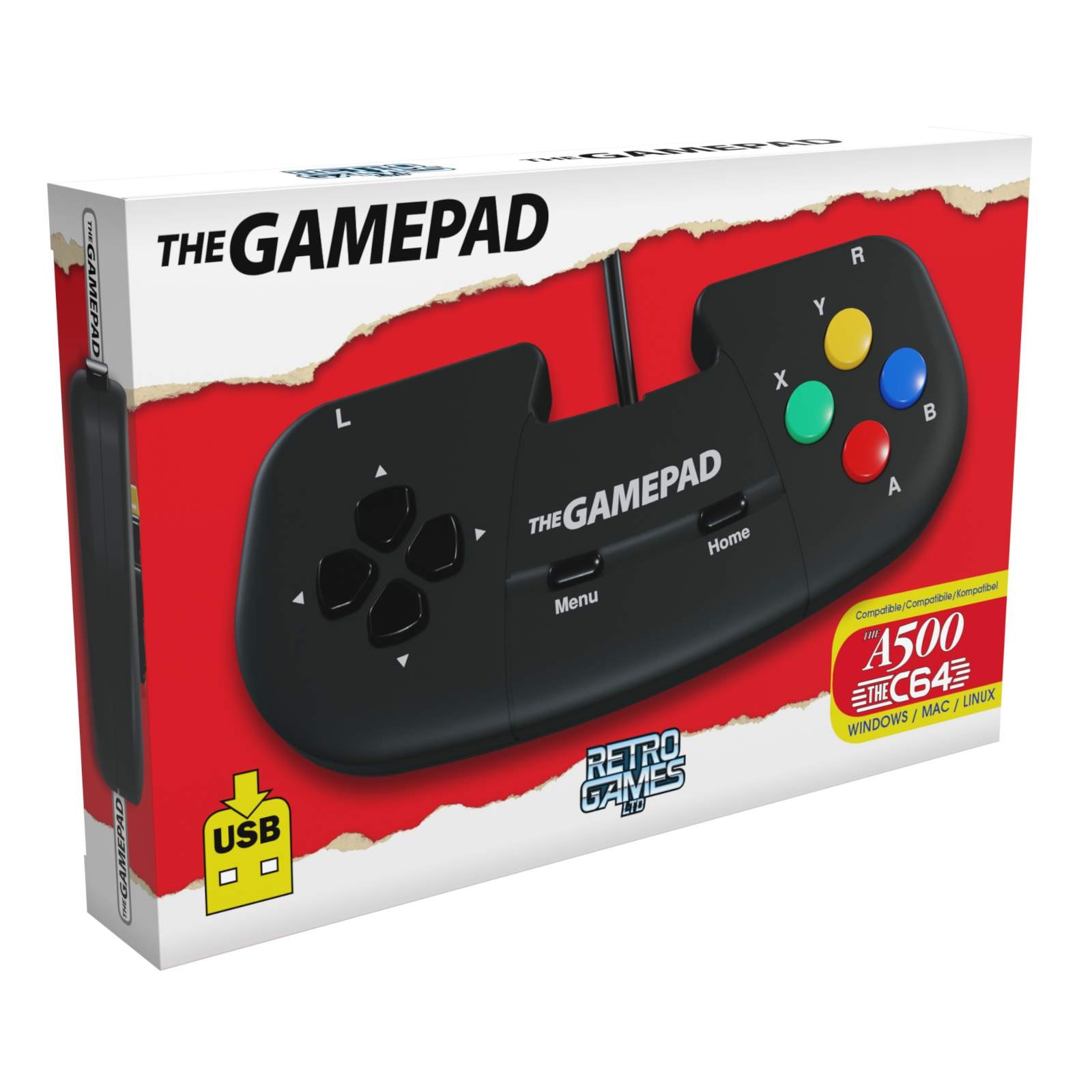 TheA500 Mini Joypad Schwarz Gamepad Amiga 500 C64 Windowows MAC Linux NEUOVP
