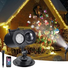 Christmas Projector Lights Outdoor - 2-in-1 Waterproof Holiday Light Show with R