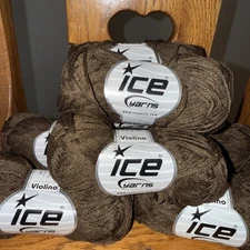 8 Pack Of Ice Yarns Violino Ice Yarns Brown Ribbon Yarn 50gr 109yd Each Skein