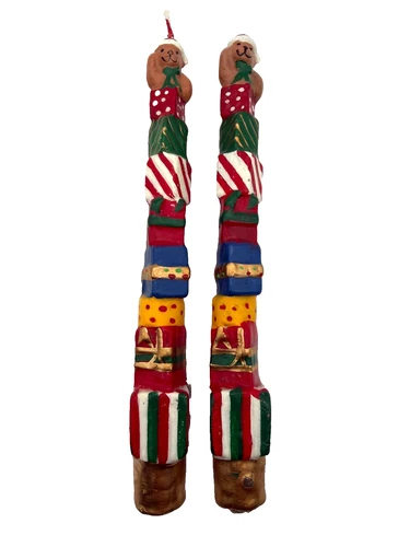 Vintage Giftco Christmas Teddy Bear Taper Candles 8"  NEW image 2