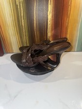 NWOT AEROSOLES Leather Dark Brown Braided Strap Heel Sandals - Women’s Size 8