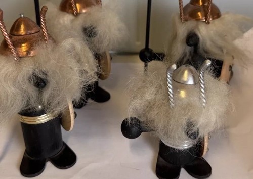 4 Vintage Scandinavian Viking Figure Doll Kreiss Corp 1970s Furry Wood Viking - - Picture 2 of 20