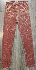 Yelete Mid Rise Velvet Velour Leggings Pink Women’s Size Small 29' Inseam