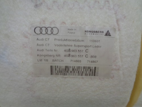 Orig Audi RS6 S6 4G Seat Cushion Lehnenpolster Heated Seats 4G8881775 4G8881776 - Picture 17 of 17