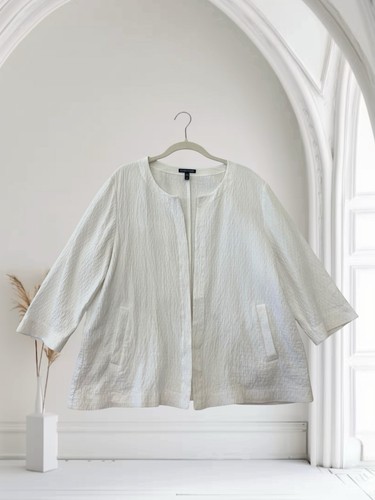 Eileen Fisher Women’s Organic Cotton Cardigan Blazer Size Large Textured - Picture 1 of 20