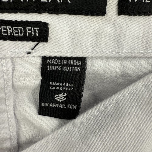 Rocawear Jeans Mens 42x32 White Tapered Fit Moto Biker Zipper Denim Pants New - Picture 7 of 18