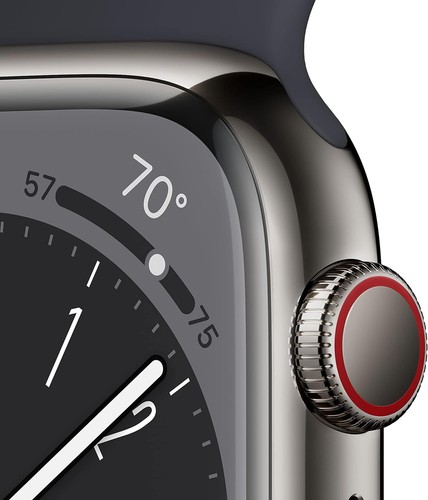 Apple Watch Series 8 GPS + LTE 45MM Graphite Stainless Steel Case Midnight Band - Picture 3 of 3