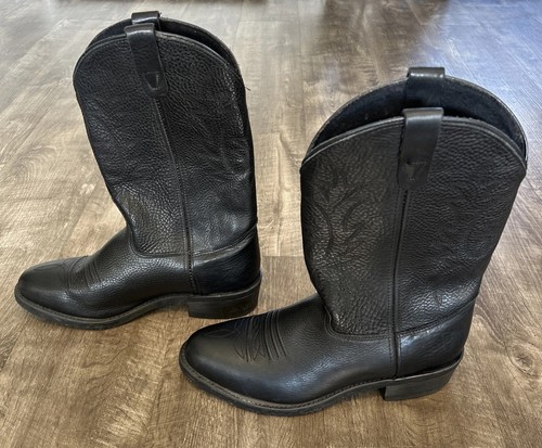 Double H Boot Mens Western Cowboy Black Leather Boots Size 12 EE 1DH053 - Picture 4 of 10