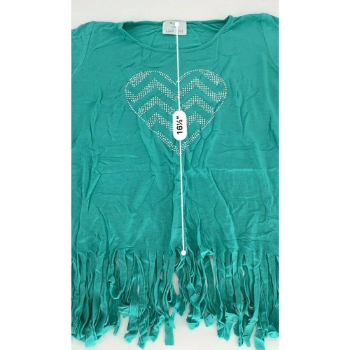 L&B Life Girl’s Embellished Grayed Blue Short Sleeve Top Kid’s Youth - Picture 3 of 5