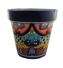 MEXICAN TALAVERA POTTERY FLOWER POT PLANTER CERAMIC 18