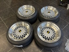 JAPAN RACING JR9 BBS RS STYLE 17" WHEELS TYRES BMW E30 4X100 8.5x17 10x17 SILVER