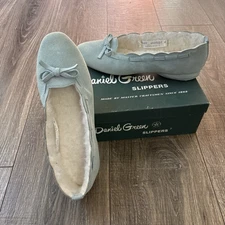 New Vintage Daniel Green Slippers Blue Women's Sz 6 Genuine Leather Suede
