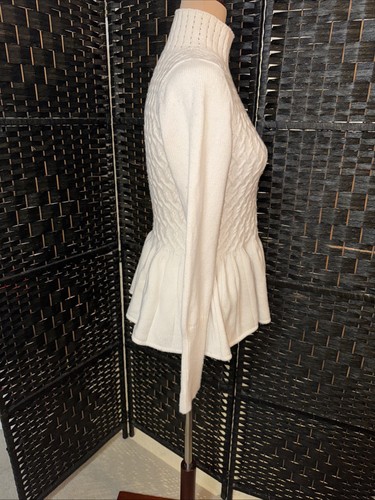 La Vie Rebecca Taylor Size Medium Peplum Chalk Pullover Sweater - Picture 9 of 11