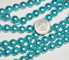 Pearl Glass Beads 12mm BLUE Turquoise Glass Beads Round Beads for Jewelry 30 pc