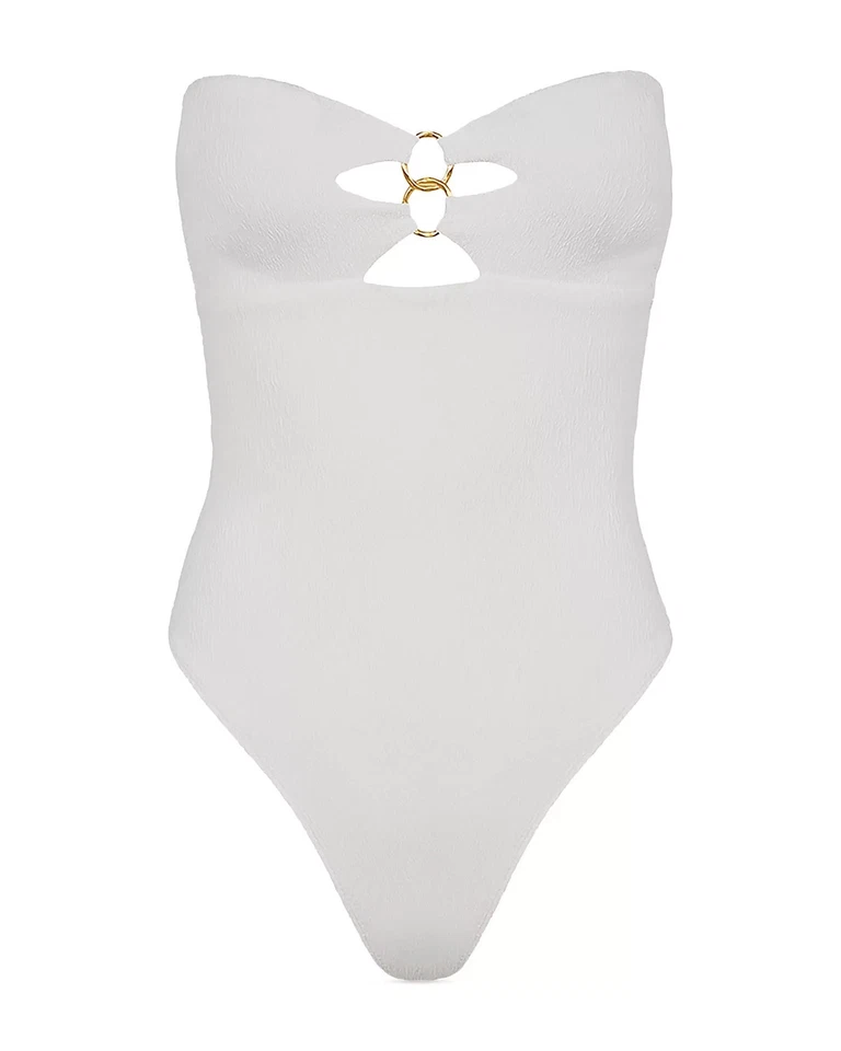 ViX X6525 Textured Firenze Jolie One Piece Swimsuit, White, S - Image 2 of 4