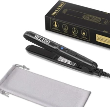Mini Flat Iron, Ceramic Tourmaline Small Hair Straightener for Short Hair/Bangs,