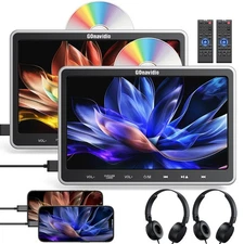 2 x 10.1'' HD Screen Car Headrest Video DVD Player 1080P AV-IN/OUT HDMI+Headset