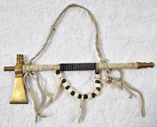 Native American Style Brass Pipe Tomahawk 8" Beaded Handle Decorative Ceremonial