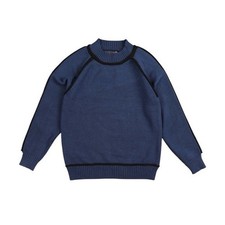 Belati Boys Sweater Size 8 Blue Piping Trim Knit Pullover Crew Neck Preppy