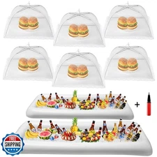 HBlife Inflatable Serving Bar and Food Umbrella Mesh Cover Screen Tent Set, P