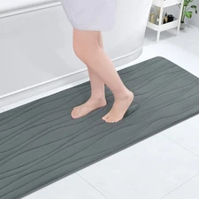 Memory Foam Bathroom Rug Mat 47x17 Inch Soft Absorbent Non-Slip Washable Grey