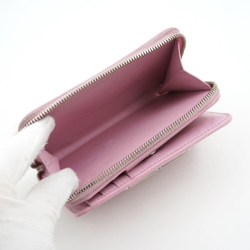 BALENCIAGA Cash Mini Wallet 391446 Pink Grained Calfskin Compact Rare with Box - Picture 6 of 10