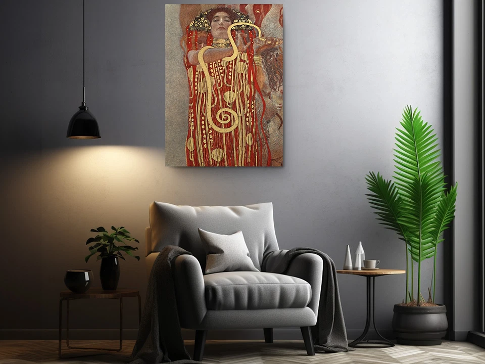 Impresión en lienzo Hygieia, obra de arte de medicina de Gustav Klimt, reproducción de arte brillante Foto 2 de 4