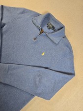 Polo Ralph Lauren Quarter Zip Sweater Men's Medium Cotton Blue Pullover VTG
