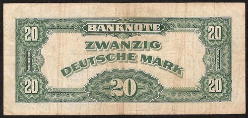 GERMANY FEDERAL REPUBLIC 20 Deutsche Mark 1948 P:6a VF - Picture 2 of 2