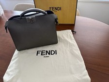 Fendi Gray Top Handle Bag Turn Lock Accent with Detachable Strap  Dust Bag