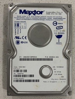 Maxtor DiamondMax Plus 9 80GB ATA /133 IDE Hard Drive 6Y080L0, TESTED