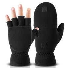 Winter Gloves for Men Women: Fingerless 3M Convertible Mittens with Flap Warm...