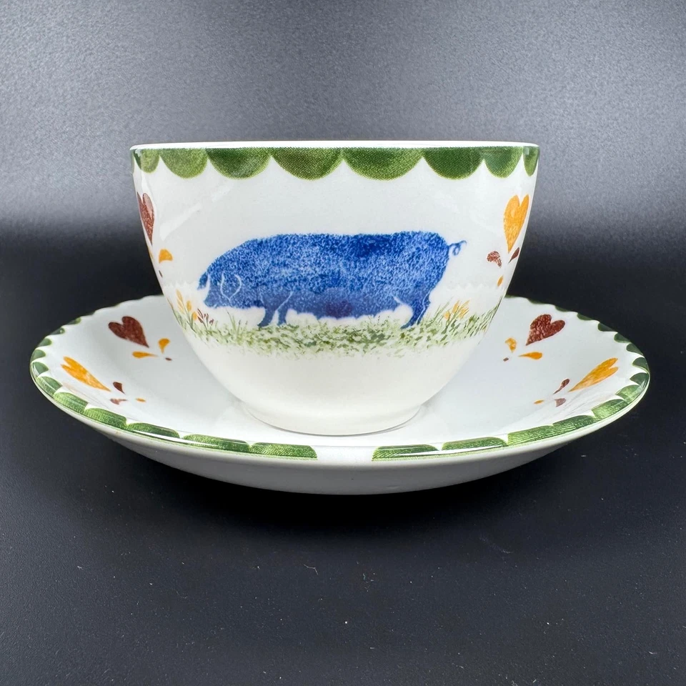 Wood & Sons Jacks Farm Tea Cup and Saucer - Pig, Cow, Cockerel - Spongeware - Image 4 of 4