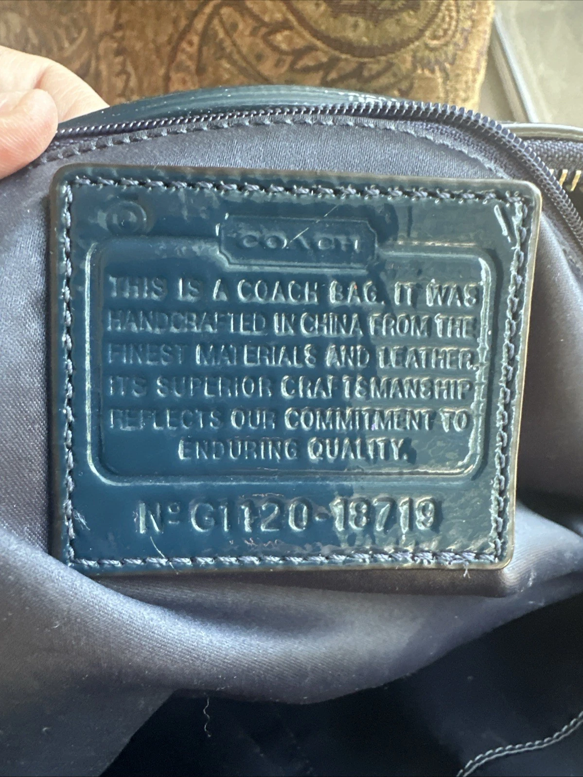 Borsa a mano Coach "Poppy" originale vintage in pelle marina 17888 con tracolla