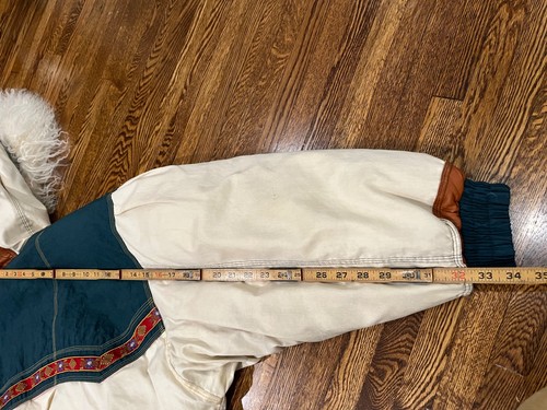 Neiman Marcus Jacke Herren S 80er Jahre bunt Lederbesatz Fell Bomber Gänsedaunen RAR - Bild 19 von 19