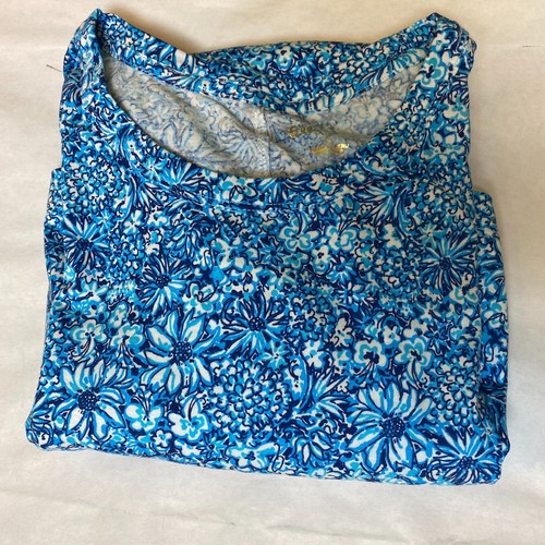 Lilly Pulitzer Dress Medium Blue Belden Blooming Together Flowers 3/4 Sleeve - Picture 11 of 12