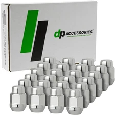 Chrome M12x1.50 Lug Nuts; Closed End Bulge Acorn; 21mm Hex; 1.4" Tall; Set of 24