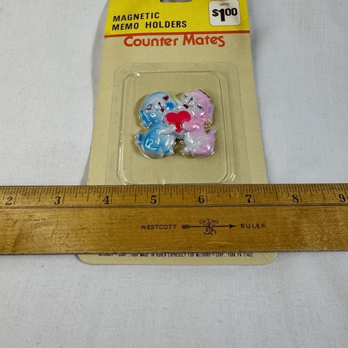Vintage Magnet Memo Holder Counter Mates Dogs Love Pink Blue Heart NOS BRAND NEW - Picture 4 of 4