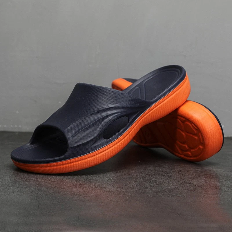 Men Shower Non-Slip Home Slippers Male Open Toe Soft Shower Swimming Gym Sandals - Image 3 of 4