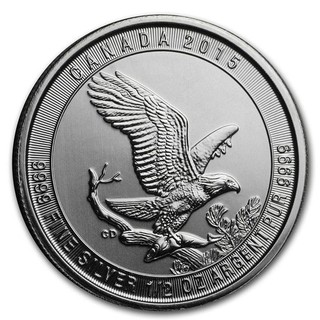 2015 $2 Canada Bald Eagle 1/2 Oz .9999 Fine Silver Coin BU