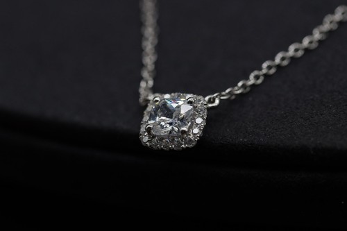 1CT Cushion Lab Diamond Choker Necklace 14K White Gold Over Mother’s Day Gift - Picture 3 of 3