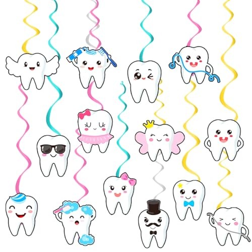 Tooth Party Hanging Swirls First Tooth Party Decoration 20Pcs Tooth Birthday - Picture 2 of 8