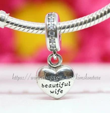 PANDORA 791524CZ My Beautiful Wife Sterling Silver Dangle Charm